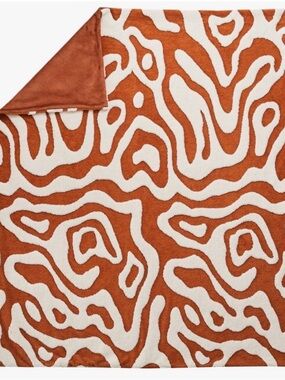 New Plush Seek Topography Throw Blanket 50x60 Orange/Crea
